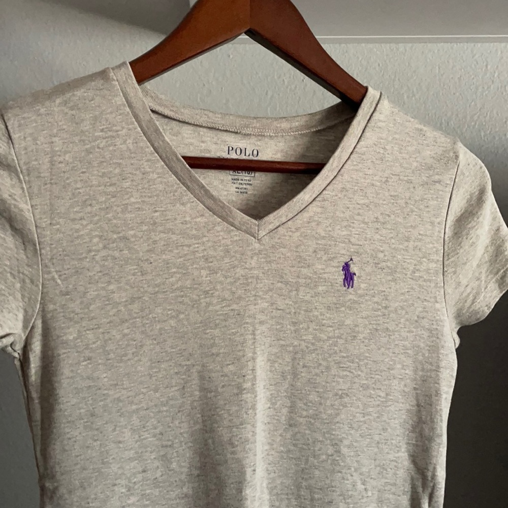 Polo Tee Shirt, v-neck, gray, juniors extra large